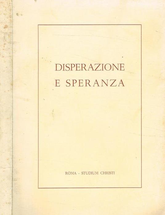 Disperazione e speranza - copertina