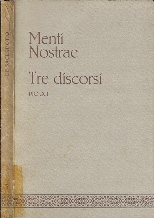Menti Nostrae. Tre discorsi Pio XII - copertina