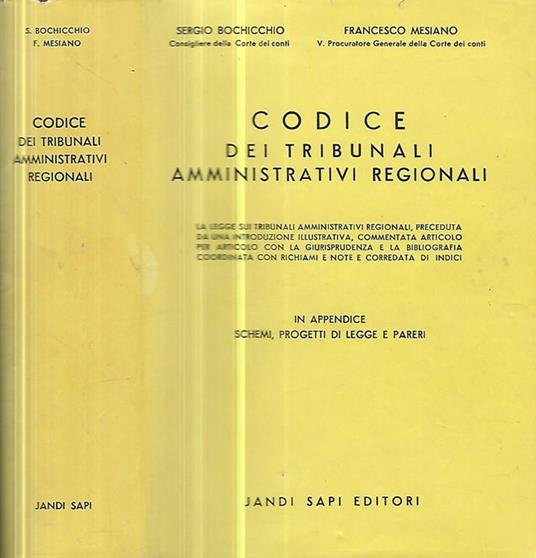 Codice dei tribunali amministrativi regionali - Sergio Bochicchio - copertina