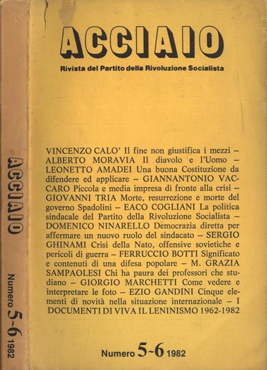 Acciaio numero 5 - 6 1982. Rivista del Partito della Rivoluzione Socialista - copertina