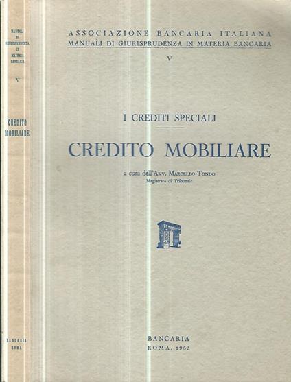 I crediti speciali. Credito mobiliare - Marcello Tondo - copertina