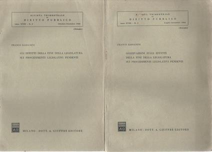 Rivista trimestrale di diritto pubblico, anno 1968. n. 3-4 - Franco Bassanini - copertina