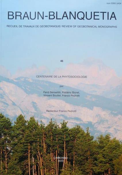 Centenaire de la phytosociologie - Franco Pedrotti - copertina