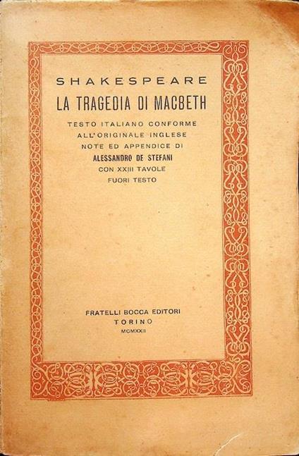 La tragedia di Macbeth - William Shakespeare - copertina