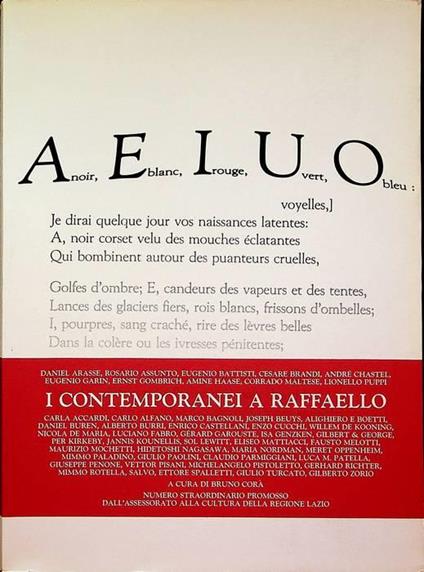 I contemporanei a Raffaello. Numero straordinario promosso dall’Assessorato alla cultura della Regione Lazio. A.E.I.U.O. - Bruno Corà - copertina