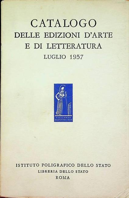 Catalogo delle edizioni d’arte e di letteratura: luglio 1957 - copertina