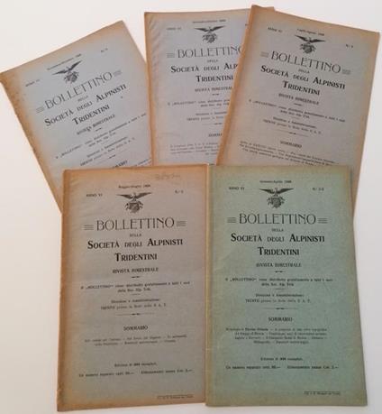 Bollettino della Società degli alpinisti tridentini: rivista bimestrale: ANNO VI (1909): annata completa - copertina