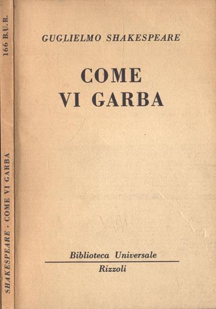 Come vi garba - William Shakespeare - copertina