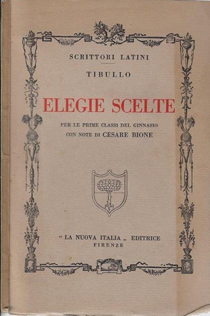 Elegie scelte - Albio Tibullo - copertina