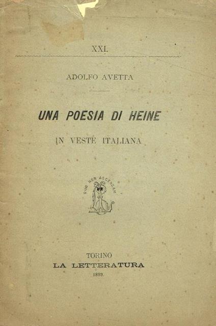 Una poesia di Heine in veste italiana - copertina