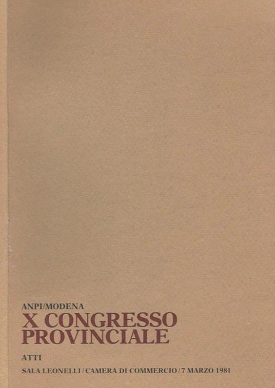 X Congresso Provinciale - copertina