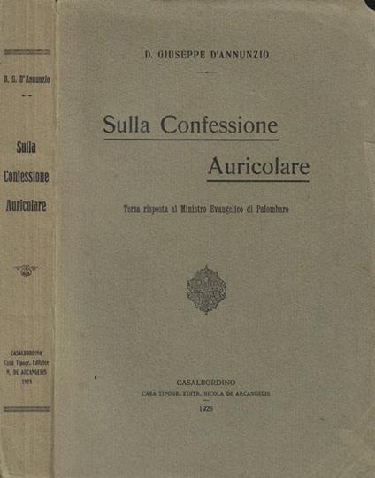 Sulla confessione Auricolare - D. Giuseppe D'Annunzio - copertina