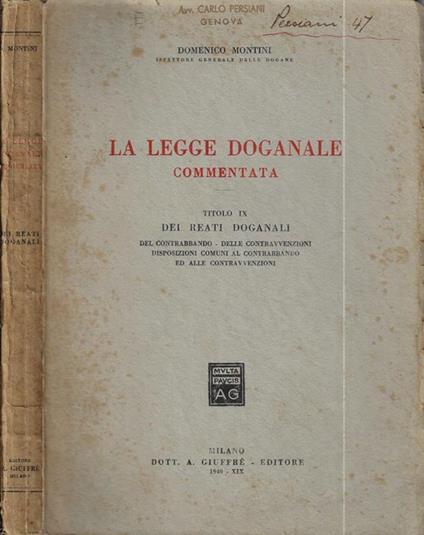 La legge doganale commentata - copertina
