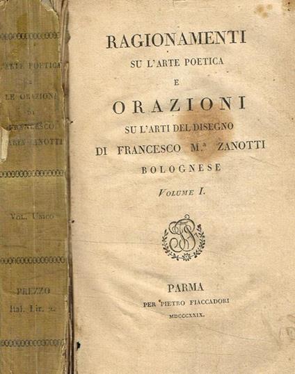 Ragionamenti su l'arte poetica e orazioni su l'arti del disegno vol.I II - copertina