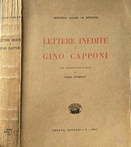 Lettere inedite a Gino Capponi - copertina