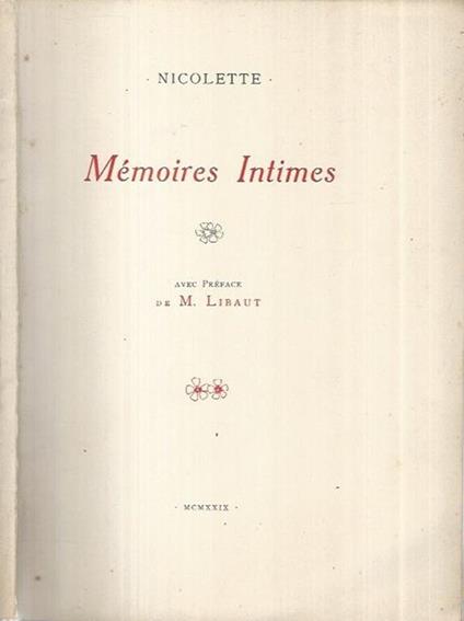 Mèmoires Intimes - Nicolette - copertina