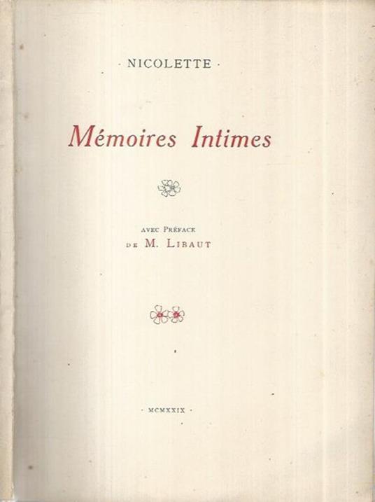 Mèmoires Intimes - Nicolette - copertina