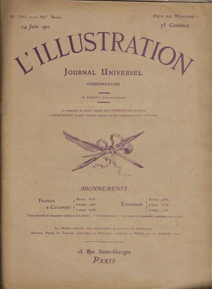 L' Illustration N° 3565, 3566, 3567, 3568, 3571, 3574, 3578, 3579, 3581 Anno 69° - R. Baschet - copertina