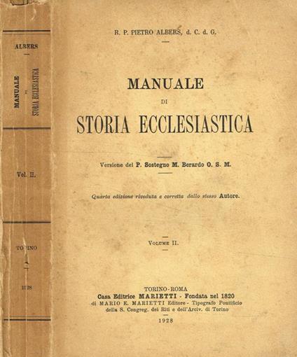 Manuale di storia ecclesiastica vol.II - copertina