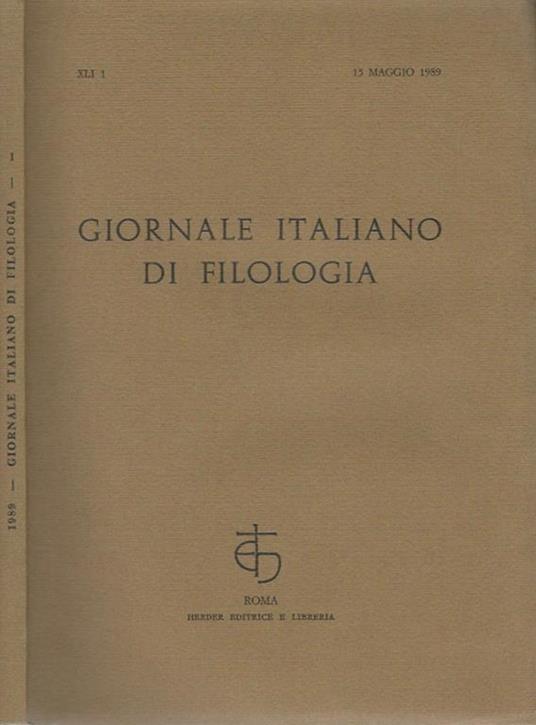 Giornale italiano di Filologia - XLI 1, 15 maggio 1989 - copertina