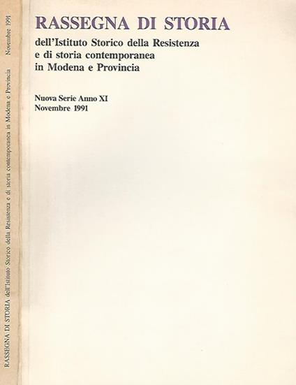Rassegna di Storia dell'Istituto Storico della Resistenza e di storia contemporanea in Modena e Provincia nuova serie anno XI n. 10 - copertina