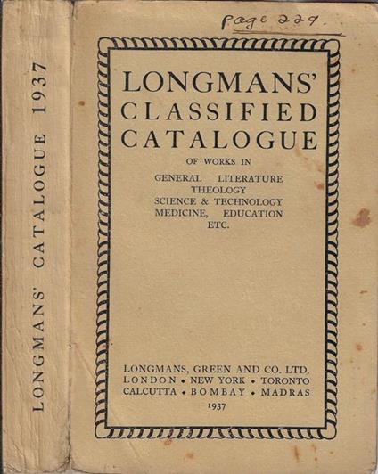 Longmans' classified catalogue - copertina
