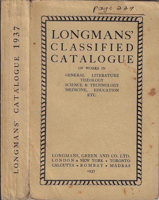 Longmans' classified catalogue - copertina
