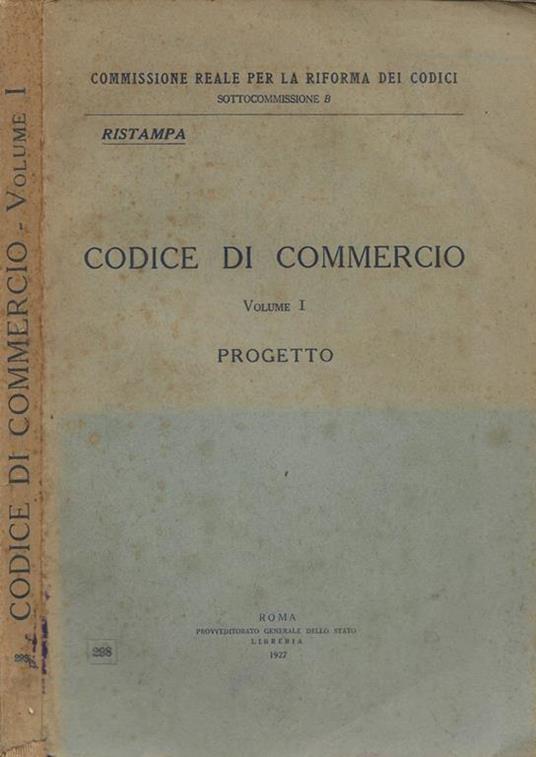 Codice di Commercio. Vol. I - copertina
