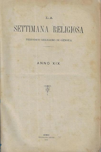 La Settimana Religiosa anno XIX - copertina
