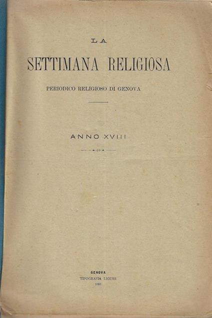 La Settimana Religiosa anno XVIII - copertina