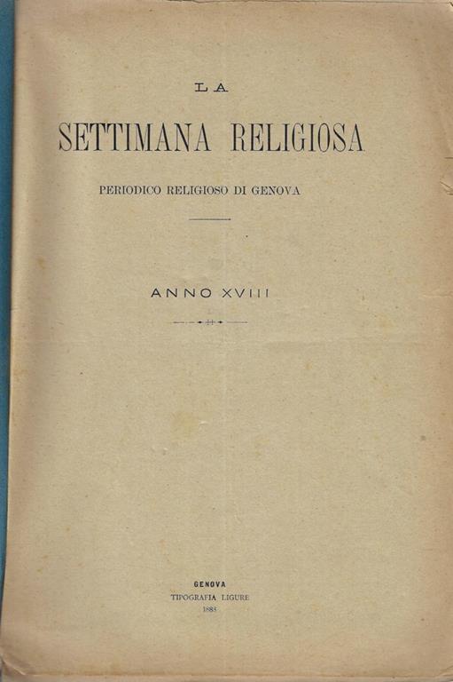 La Settimana Religiosa anno XVIII - copertina