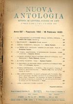 Nuova Antologia. Rivista di lettere, scienze e d'arti, anno 55, fascicolo 1150, 16 febbraio 1920