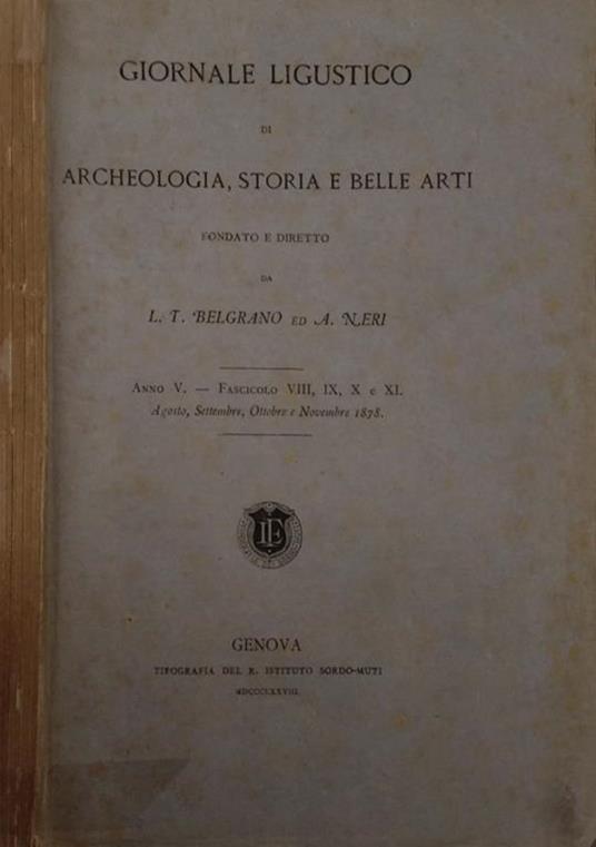 Giornale ligustico di archeologia, storia e belle arti - copertina