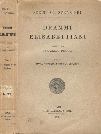 Drammi Elisabettiani vol. I - copertina