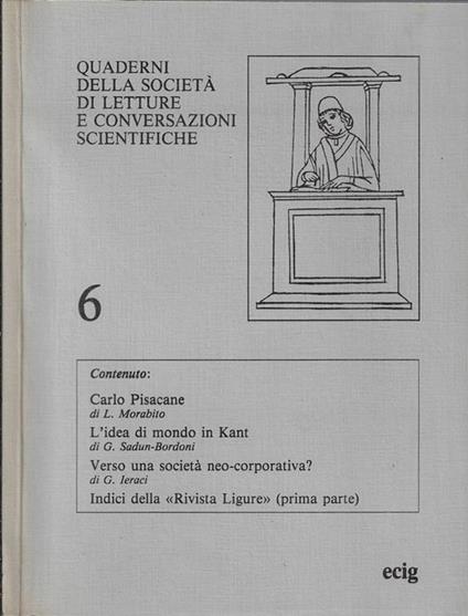 Quaderni della società di letture e conversazioni scientifiche N° 6 - copertina