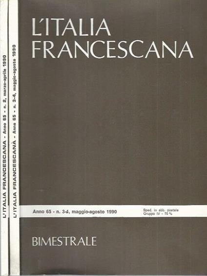 L' Italia Francescana anno 1990 volume 2 e 3-4 - copertina