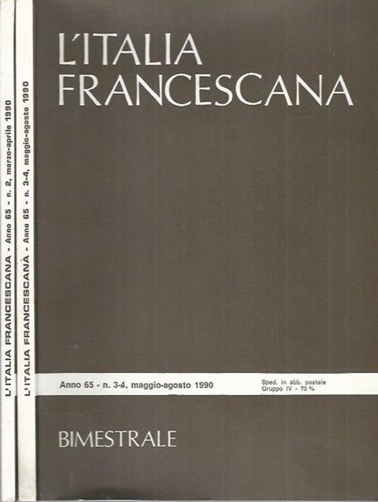 L' Italia Francescana anno 1990 volume 2 e 3-4 - copertina