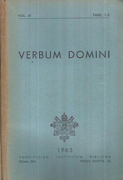 Verbum Domini 1963 Vol. 41 Fasc. 1-2, 3-4, 5 e 6 - copertina