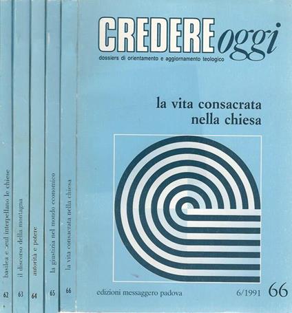 Credere Oggi - n° 62-63-64-65-66 del 1991 - copertina