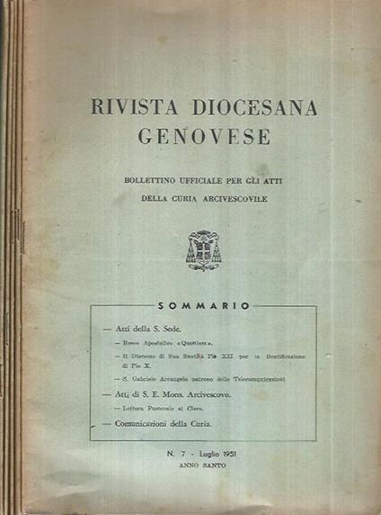 Rivista Genovese - N° 7-8-9-11-12, 1951 - copertina