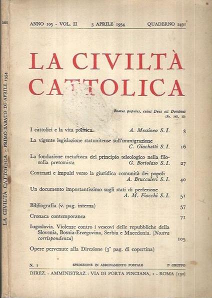 La civiltà Cattolica - copertina