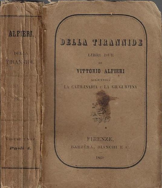 Della Tirannide - Vittorio Alfieri - copertina