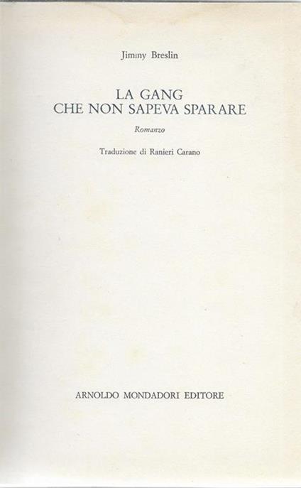 La gang che non sapeva sparare - Jimmy Breslin - copertina
