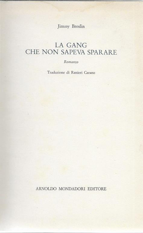 La gang che non sapeva sparare - Jimmy Breslin - copertina