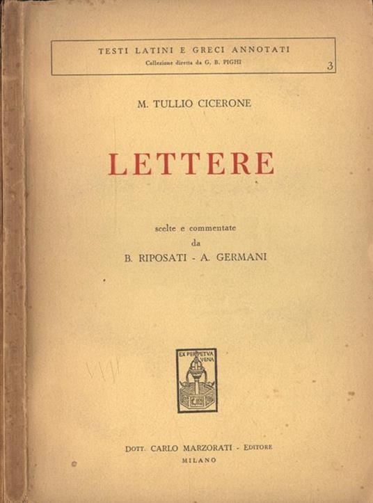 Lettere - M. Tullio Cicerone - copertina