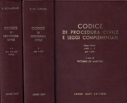 Codice di procedura civile e leggi complementari - Vittorio De Martino - copertina