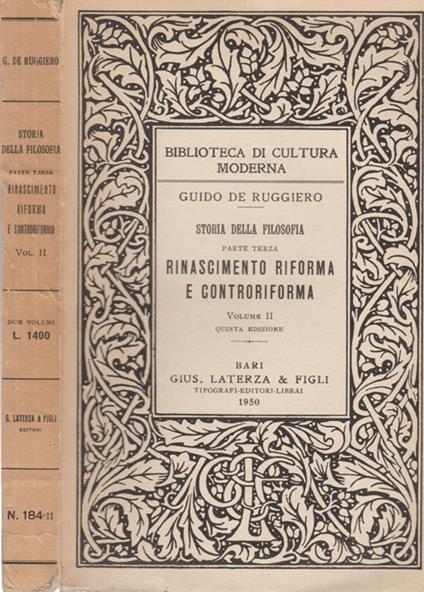 Storia della Filosofia parte terza - Guido De Ruggiero - copertina