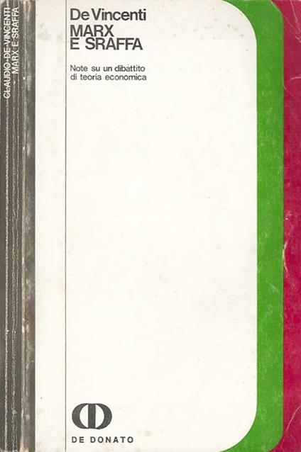 Marx e Sraffa - Claudio De Vincenti - copertina