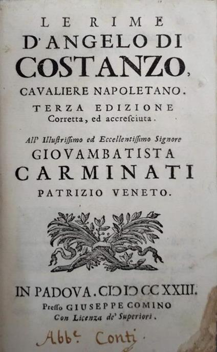 Le rime - Di Costanzo Angelo - copertina