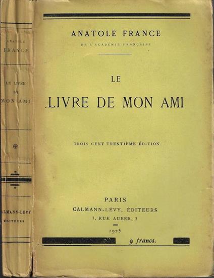 Le livre de mon ami - Anatole France - copertina